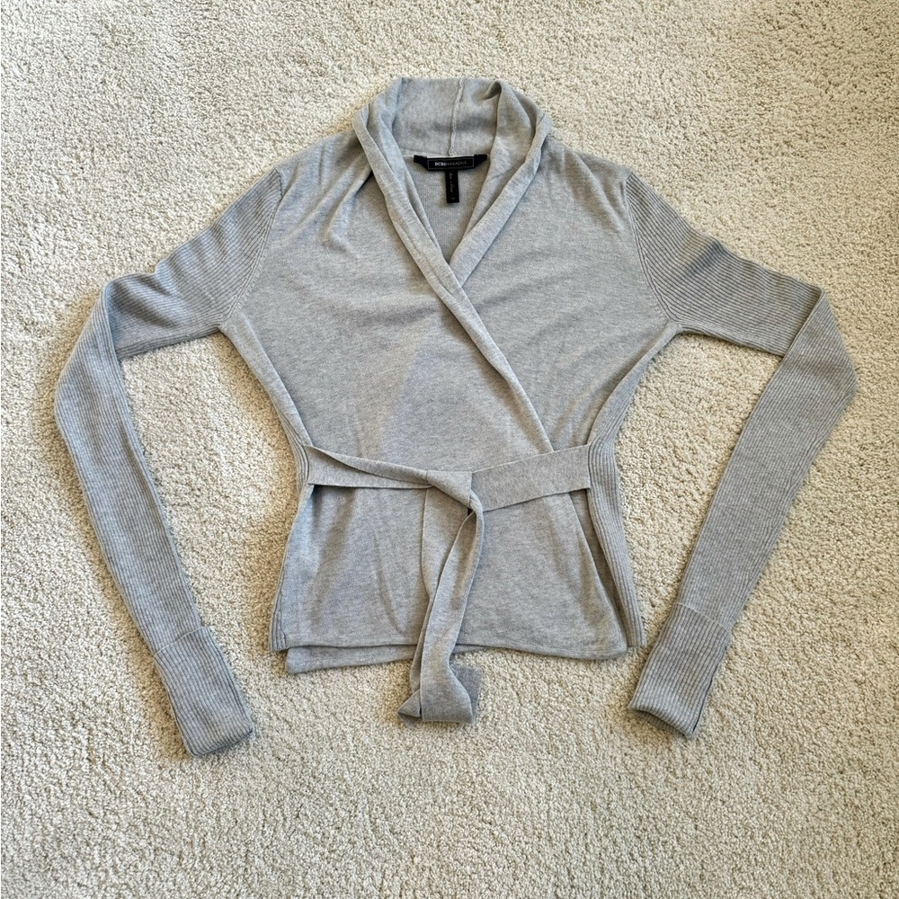 BCBGMaxAzria Light Gray Wrap Sweater